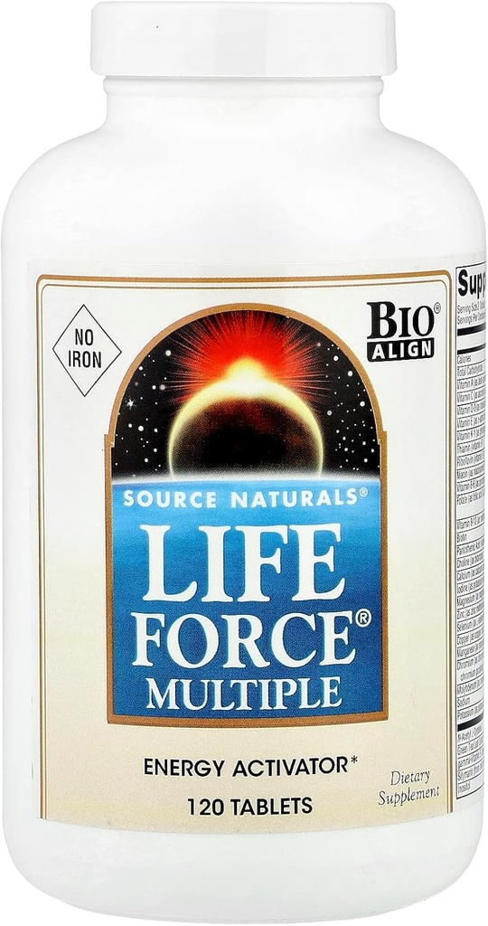 Source Naturals Life Force Multiple Iron Free Daily Multivitamin High Potency Essential Vitamins, Minerals, Antioxidants & Nutrients - Energy & Immune Boost - 120 Capsules