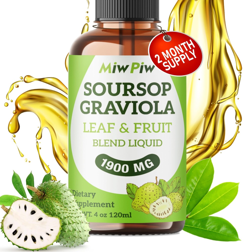 Soursop Liquid Drop 4 Fl oz für Zellunterstützung & Regeneration, Immune Boost, Relax, Liver und Schlaf, Soursop Bitters Liquid, Kräutergut, Zucker/Gluten frei, natürliche Geschmack