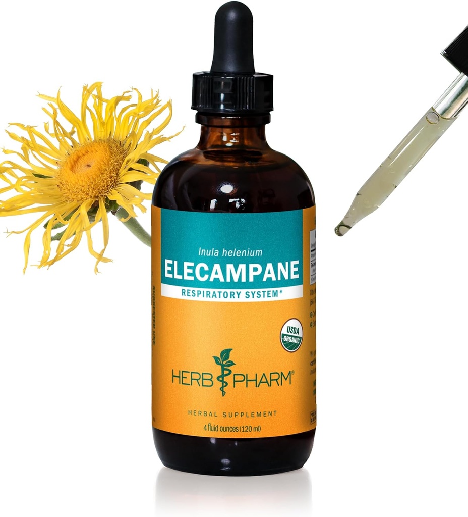 Herb Pharm Certified Organic Elecampane Liquid Extract for Respiratory System Support - 4 Ounce