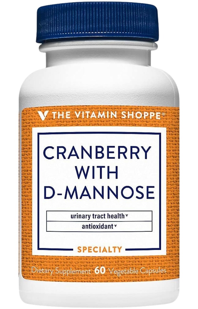Vitamin Shoppe Cranberry mit D-Mannose, Urinary Tract & Bladder Health, Antioxidant mit 60mg Vitamin C mit Cranrich (Cranberry Concentrate) (60 Veggie Capsules)