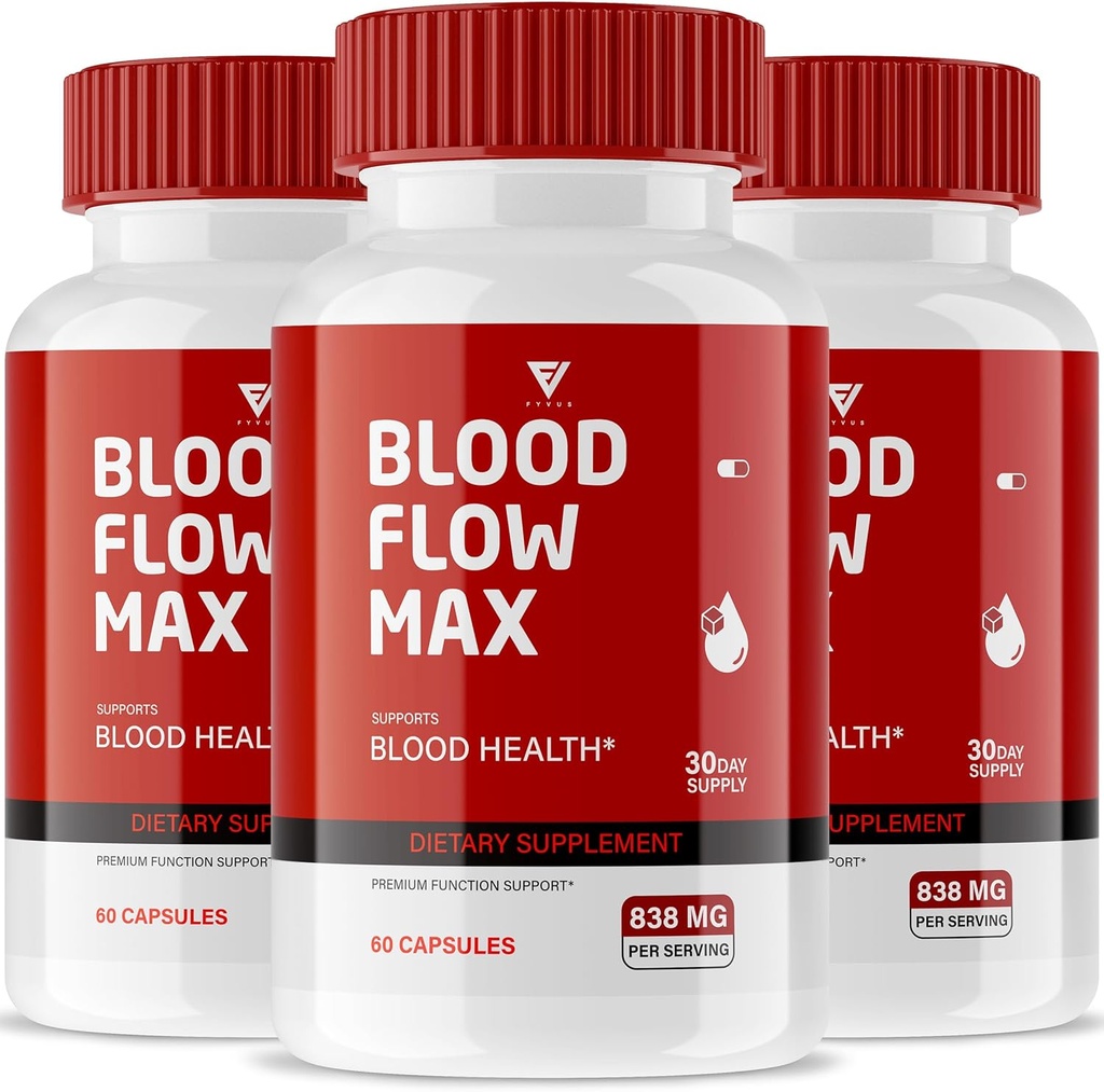 (3 Pack) Blutfluss Max Kapseln, BloodFlow Max Advanced Strength Healthy Flow Levels Support Supplement, Blutfluss Maximum Gesamt Alle natürlichen Wellness Pillen Bewertungen (180 Kapseln)