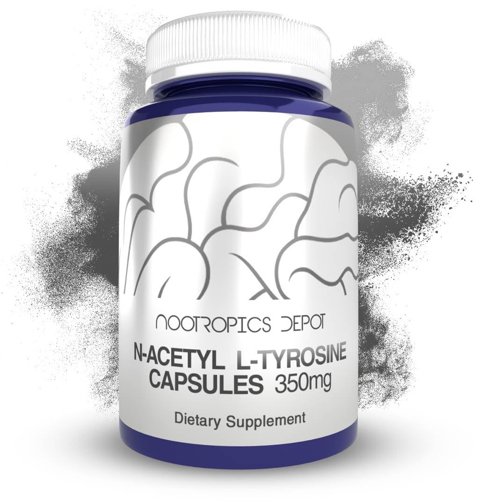 Nootropics Depot N-Acetyl L-Tyrosin Kapseln | 350mg | 120 Count | NALT | Aminosäure Ergänzung | Natürliche Ergänzung | Unterstützt Gedächtnis, Lernen, Fokus, Gesunde Stress Ebenen