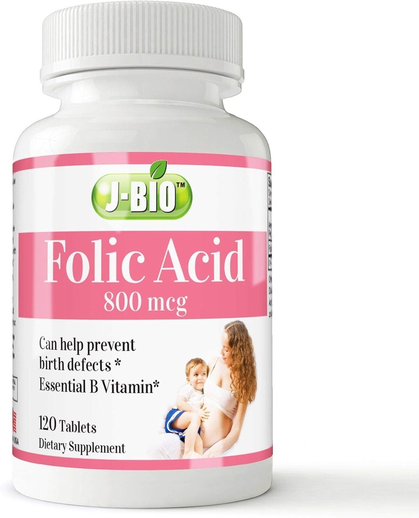 J-Bio-Folsäure 800mcg (120 Tabletten) Tägliche Gesundheit Regimen & Prenatal Pflege für Frauen