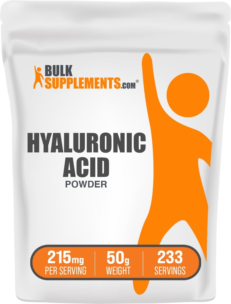 BulkSupplements.com Hyaluronsäure-Pulver - als Natriumhyaluronat, Hyaluronsäure-Ergänzungen - Food Grade, Glutenfrei - 215mg pro Servierung, 50g (1.8 oz) (Pack von 1)