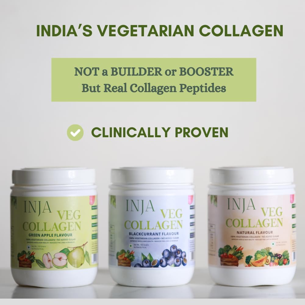 INJA Wellness Veg Collagen Supplement für Frauen, Männer, 100% Vegetarisches Kollagen, Nur Original Veg Collagen Powder, Kein Zuckerzusatz, verbessert Haut- und Haargesundheit, Reduzieren feine Linie und Falten,