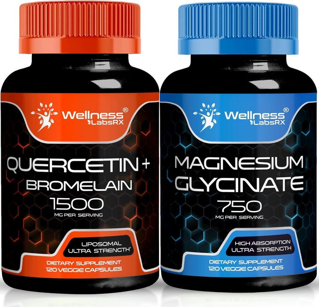 WELLNESS LABSRX Quercetin mit Bromelain | Magnesium Glycinat Kapseln