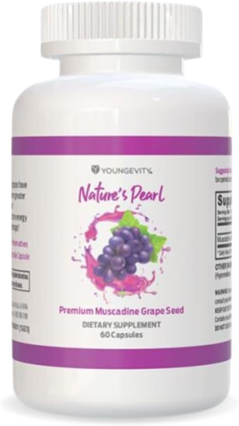 Youngevity Premium Muscadine Grape Seed - 650 mg - Nature's Pearl Antioxidant Superfood - Reich an Resveratrol, Ellagic-Acid, Quercetin, Anthocyandins, und mehr - 60 Servietten