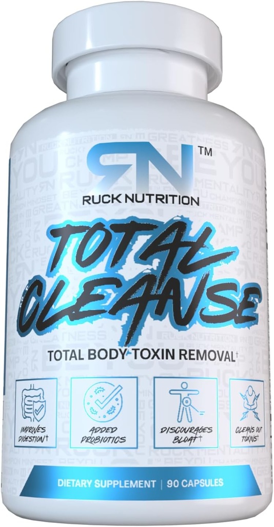 RUCK NUTRITION Total Cleanse Advanced Detox Formel für Verdauungsunterstützung, Gewichtsverlust, Bloating Reduction, Toxin Flush, Natural Energy Boost - mit Milchdistel, Dandelion Root - Probiotic