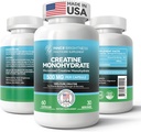 Kreatin Monohydrat Kapseln für Muskelaufbau, Endurance & Stärke, Workout Supplement | Non-GMO, Glutenfrei - 60 Kapseln