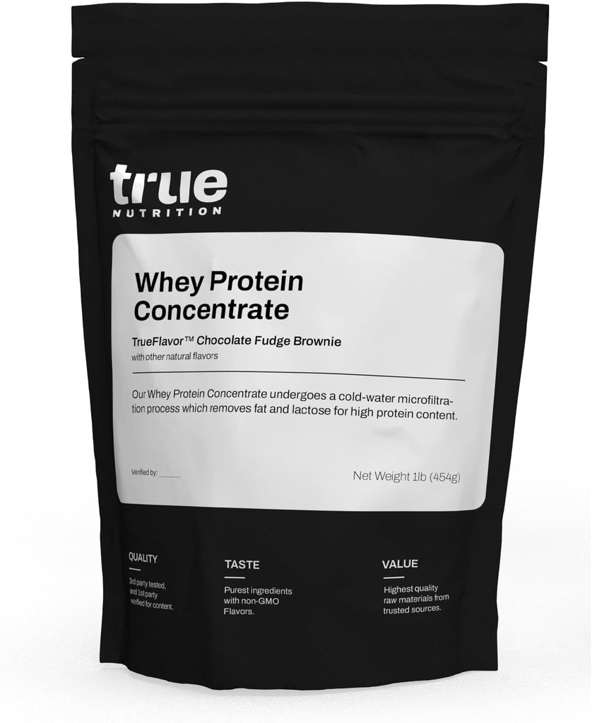 True Nutrition - Whey Protein Concentrate - 100% Whey Protein Powder - Fast Acting Low Carb Powder mit Essential Amino Acids - High in Leucine - Chocolate Fudge Brownie - 1lb.