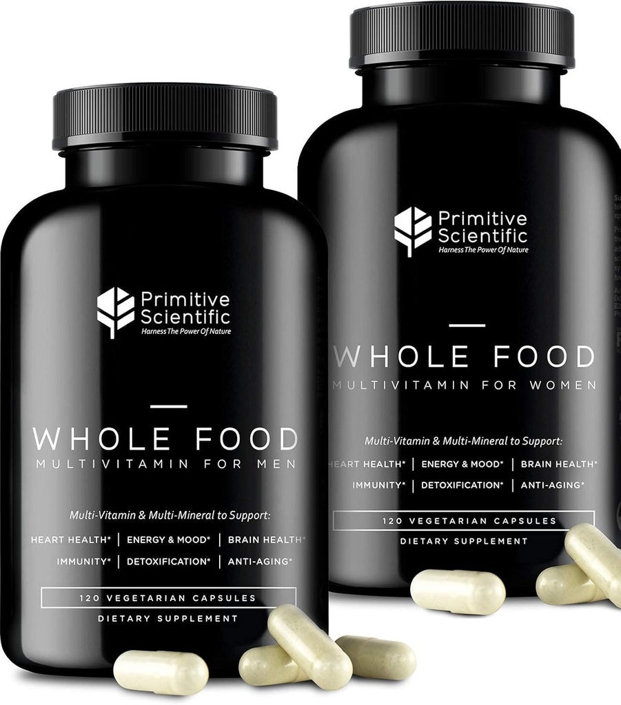 Ganzes Nahrungsergänzungsmittel für Männer und Frauen für ganzheitliche Gesundheit (Bundle) | Frauen Multivitamine (120 Kapseln) + Männer Multivitamine (120 Kapseln) |Full-Spectrum, 100% natürlich, Non-GMO