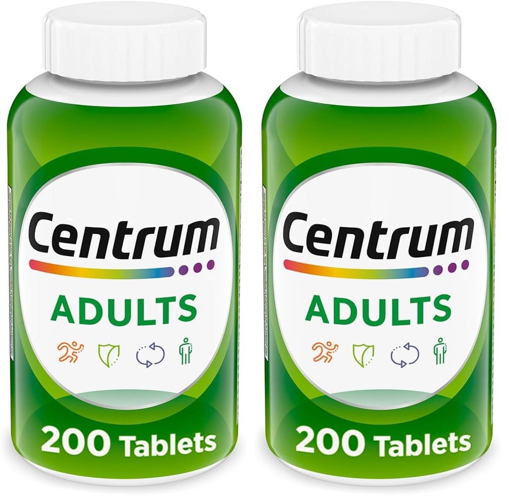 Centrum Adult Multivitamin/Multimineral Supplement mit Antioxidantien, Zink, Vitamin D3 und B Vitamine, Glutenfrei, Non-GMO Zutaten - 200 Count (Pack mit 2)