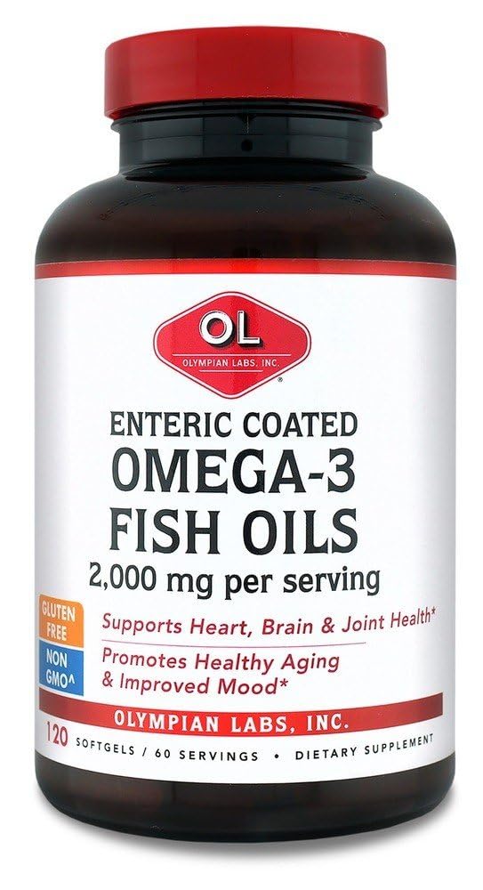 Olympian Labs Enteric Beschichtete Omega-3-Fischöle, 2000 mg pro Portion / 60 Portionen, 120 Softgels