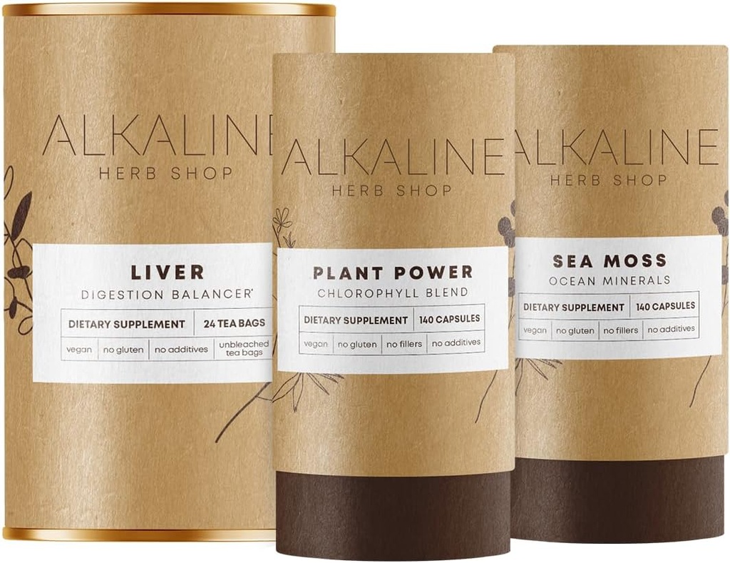 Healthy Liver Bundle – Sea Moss Supplement, Happy Liver Tea (Liver Support Tea) und Plant Power Chlorophyll Supplement