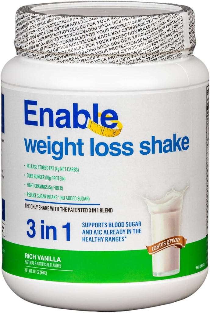 Enable Weight Loss Shake - Köstliche Vanille Flavor für gesunde und befriedigende Mahlzeit Ersatz, 2lb 8oz