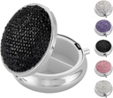 Bling Cute Small Pill Box, Rhinestone Pill Case for Women Girls Fish Oils Vitamins Medicine, Metal Portable Pill Case Organizer for Purse, Pocket, Travel (Bling Black)