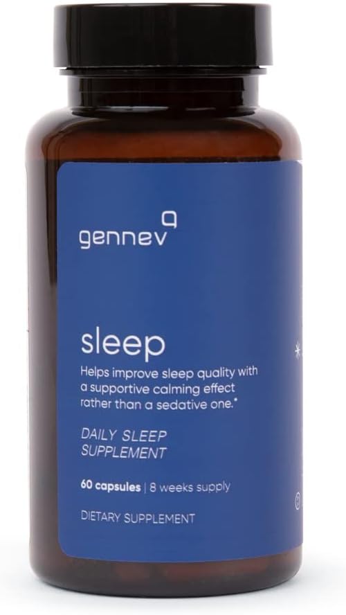 Gennev Schlafhilfe für Erwachsene - natürliche Schlafergänzung mit Melatonin, 5HTP, L-Theanin und Magnolia (60 Count)