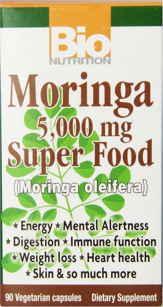 Bio Nutrition Moringa Oleifera Superfood Supplement 5000mg 90 Vegetarische Kapseln | Nährstoffdichte dicht | Höchst in Antioxidantien