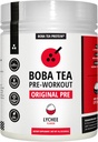 Boba Tea Pre-Workout Pulver | Lychee Flavor | 125-250mg Koffein | L-Citrulline, Beta Alanine, Alpha-GPC | Real Ingredients | Premium Pre Workout Pulver für Männer und Frauen | 20-40 Servierungen