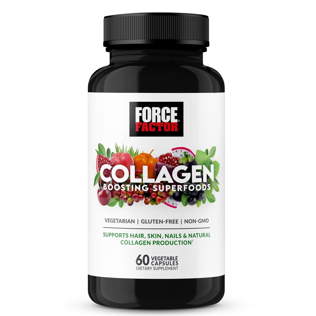 Kraftfaktor Collagen Boosting Superfoods, Vegan Collagen Booster mit Hyaluronsäure, Biotin, Bamboo, Aminosäuren & Vitamine für Haare, Haut und Nägel, Härter und Hautergänzung, 60 Kapseln