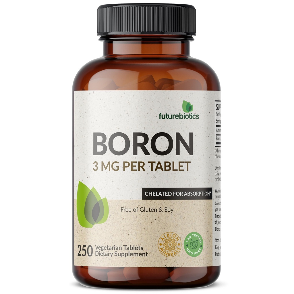 Futurebiotics Boron 3mg, Vegetarisch, Non-GMO, Chelat für Absorption, 250 Tabletten