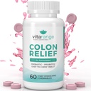 Colon Relief von VitaRange- Fast Constipation und Bloating Relief mit Sunfiber Prebiotic Fiber und Pre + Probiotics für Verdauungsgesundheit - 60 Kaubare Erdbeertabletten – Doctor Formulated Probiotics