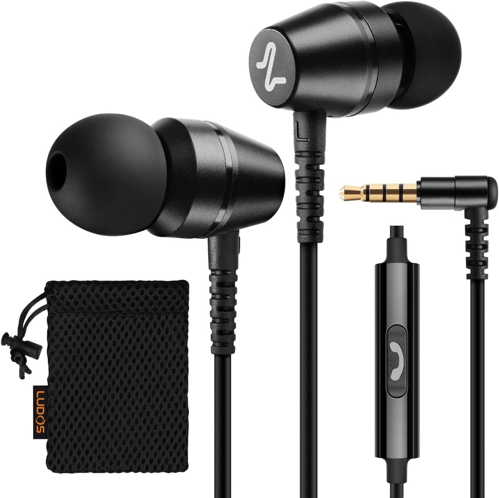 LUDOS OMNITONE Wired Earbuds in-Ear Kopfhörer, 5 Jahre Garantie, Kopfhörer mit Mikrofon, 3,5 mm Jack Corded Ear Buds, Videokonferenz für iPhone, Samsung, Computer, Laptop, Kinder, Schüler