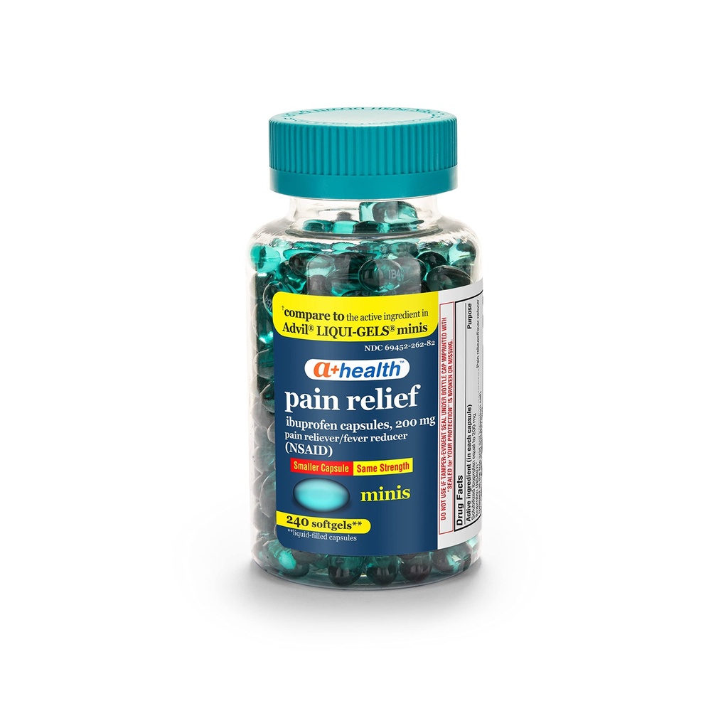 A+Gesundheit Mini Ibuprofen 200 Mg Softgels, Pain Reliever/Fever Reducer (NSAID), 240 Count