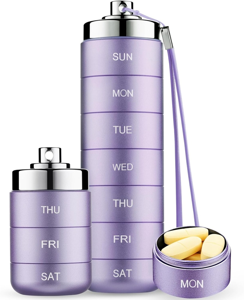 Mossime Metall Reise Pille Organizer, Tragbare 7 Tage Vitamin Organizer stapelbar, Wasserdicht 1 mal ein Tag Pille Box, große Pille Container, Tägliche Medizin Organizer für Vitamin, Fischöl, Supplement