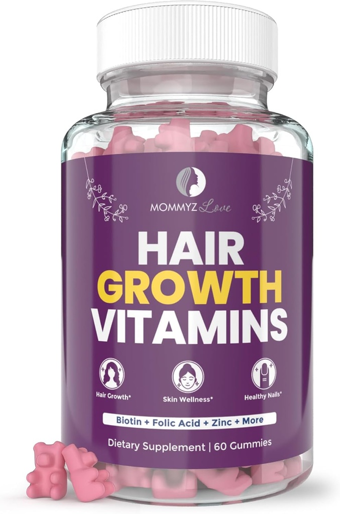 Mamiz Love Biotin Gummies 5000mcg für Haarwachstum & Radiant Haut während Post Partum Erholung & Anpassung Zeitraum - Post Partum Vitamins mit Folate