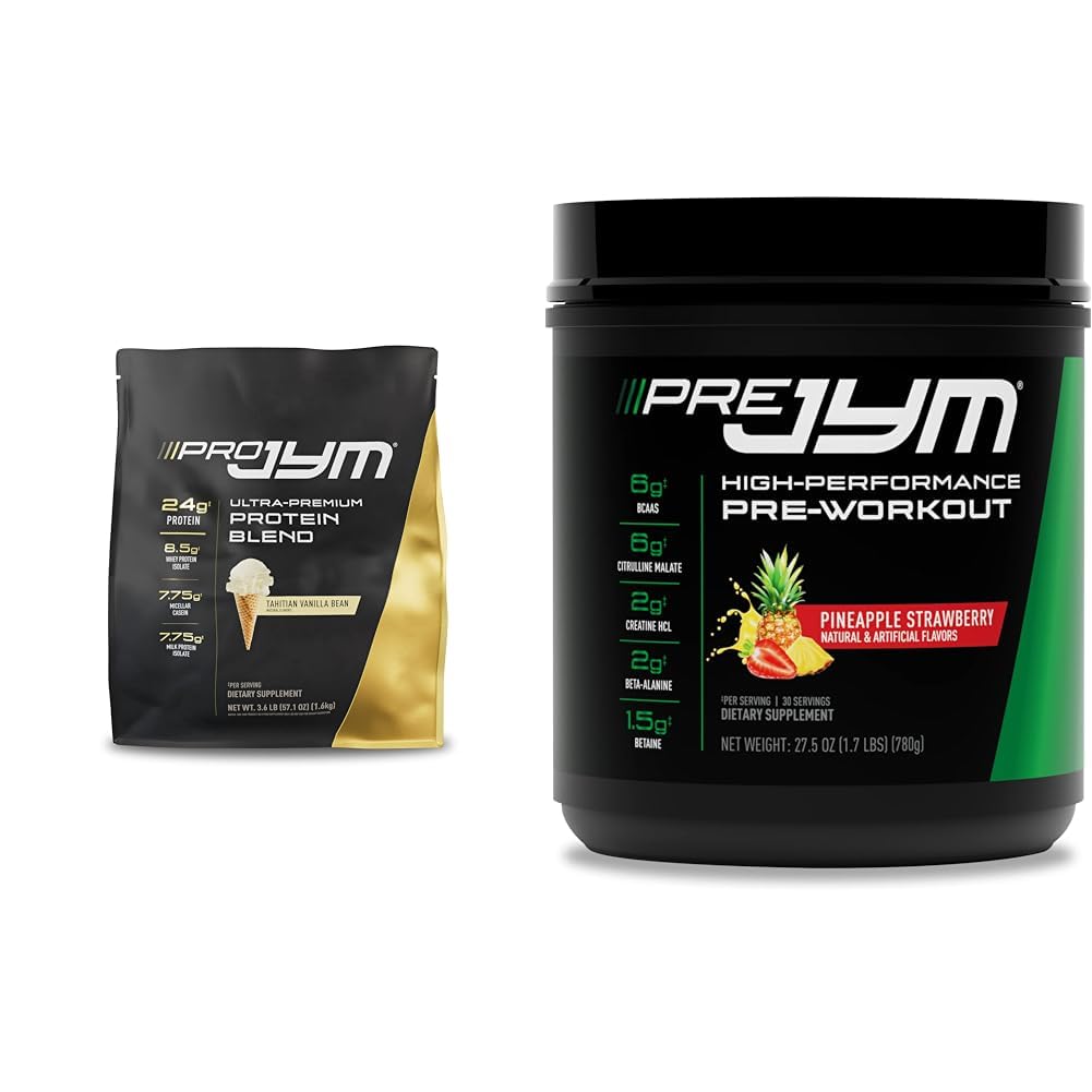 PRO JYM 45 Servierungen - Tahitian Vanilla Bean & PRE JYM 30 Servierungen - Ananas Erdbeere