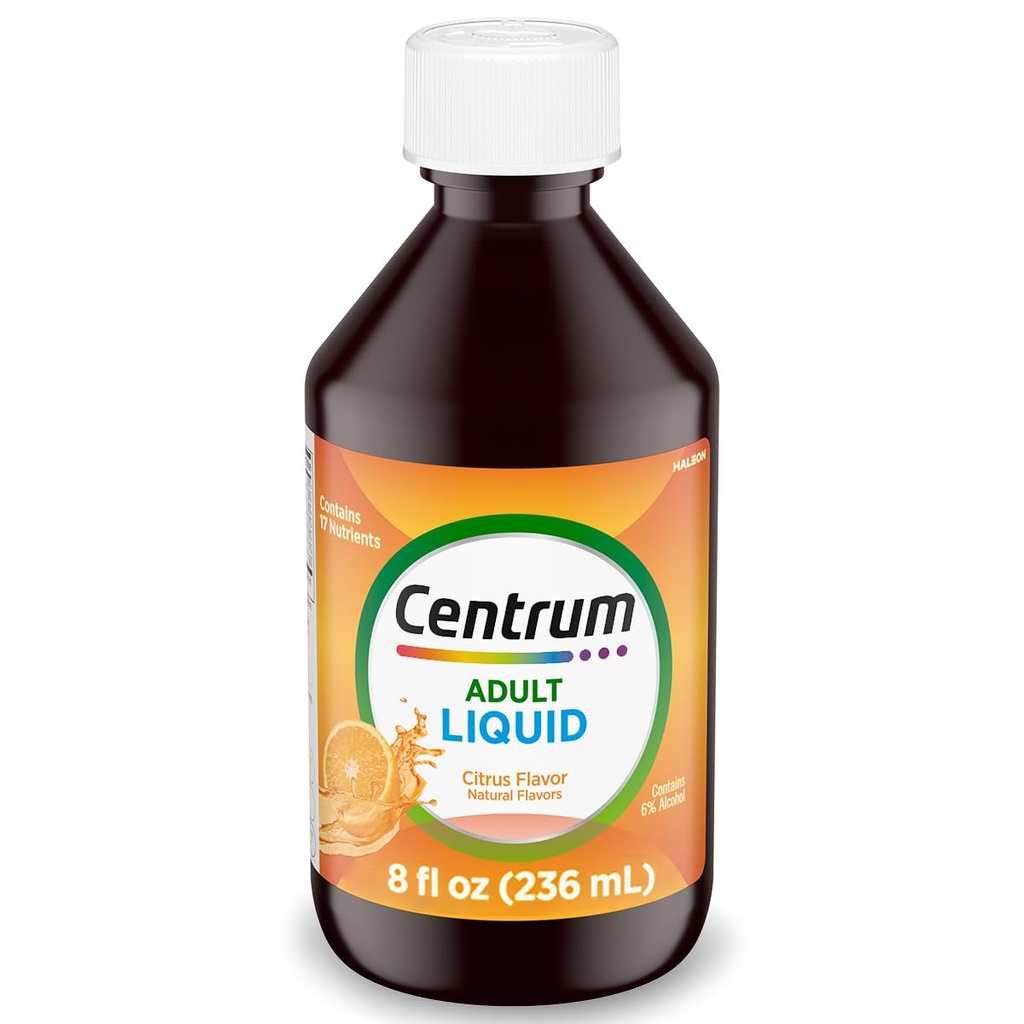 Centrum Liquid Multivitamin für Erwachsene, Multivitamin/Multimineral Supplement mit B Vitaminen und Antioxidantien, Citrus Flavor - 8 Fl Oz