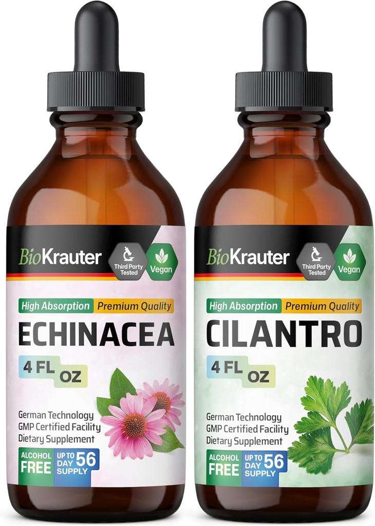 BIO KRAUTER Echinacea Tinktur 4 Fl. Oz. & Cilantro Tinktur 4 Fl. Oz.