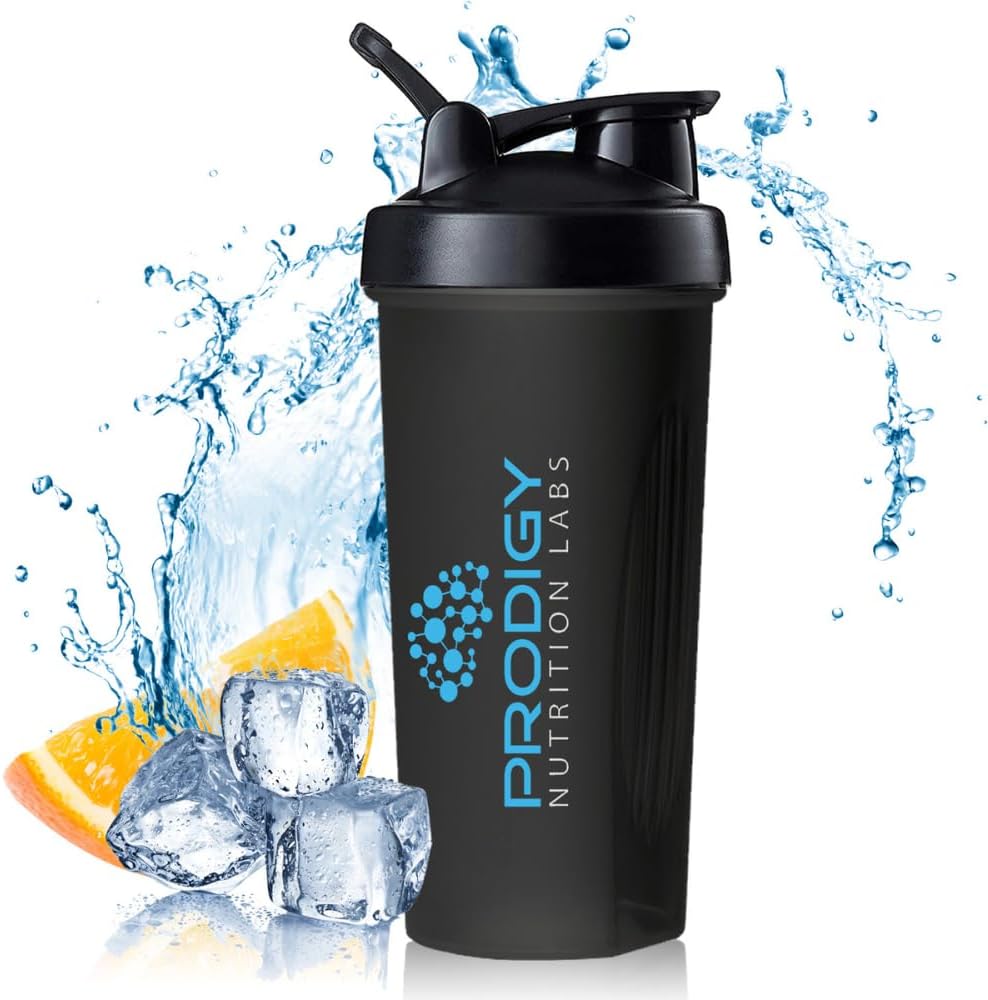 Protein Shaker 20oz Large Shaker Bottle Perfekt für Workout Supplements, Proteinpulver, Sportgetränke, BCAA'S, Meal Replacement, BPA Free, für Fitness Enthusiasten Athletes - Schwarz