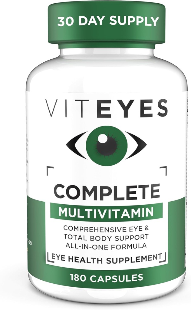 Viteyes Complete Eye & Total Body Health Multivitamin Nahrungsergänzung, 180 Kapseln, Weiß