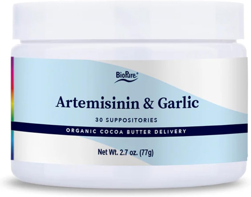 BioPure Artemisinin & Garlic – Artemisininin & Organic Garlic Powder Suppositories Rich in Organosulfur Compounds zur Unterstützung von Broad-Spectrum Microbiome Balance – 30 Suppositories