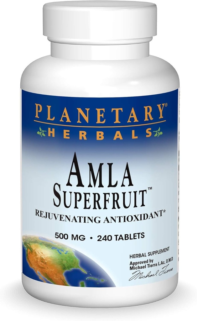 PLANETARY HERBALS Amla Super Fruit Rejuvenating Antioxidant Supplement, 240 Count