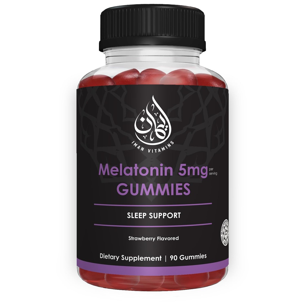 Halal Melatonin Gummies | 2,5 mg - 5 mg | Schlaf- und Schlafunterstützung | Natürlich, Vegetarisch, Non-GMO, Glutenfrei, Gelatin-frei | für Ault, Männer und Frauen | 45-90 Servierungen