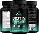 Biotin und Collagen Ergänzungen mit Keratin - Biotin 5000mcg Kapseln für Haarwachstum, Gesunde Haut & Nägel - Optimierte Mischung von Hyaluronsäure & Vitamin-B-Komplex für Frauen & Männer, 90 Kapseln