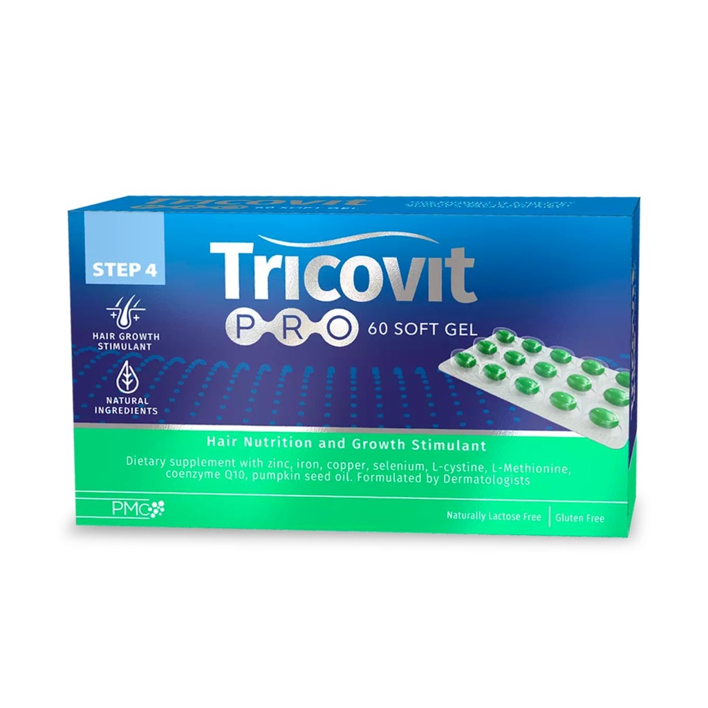 Tricovit Pro Hair Growth Supplement - Haarausfall Behandlungen für Frauen und Männer entwickelt von Dermatologen - Enthält DHT Blocker, Aminosäuren & Vitamine Zellregeneration (60 Softgels)