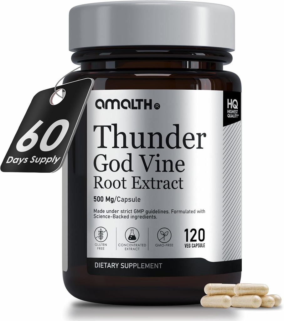 AMALTH Thunder God Vine Root – Tripterygium Wilfordii Kräuterergänzung – Kapseln mit Lei Gong Teng Extrakt mit Triptolide – 120 Kapseln