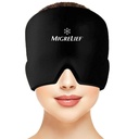 Migrelief Migräne Relief Cap - Ice Cap für Migräne und Kopfschmerzen mit 360 Grad Kopf- und Augenschutz - Kalte Therapie Kopfschmerzen Hut und Migräne Maske für natürliche Schmerzen Relief - One Size, Schwarz