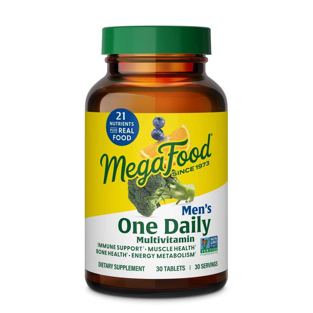 MegaFood One Daily Mens Multivitamins - Multivitamin für Männer - Vitamin C, Vitamin D3 & Vitamin B12 - Muskel, Energie Stoffwechsel und Immununterstützung - Vegetarisch, Glutenfrei - 30 Tabletten, 30 Servierungen