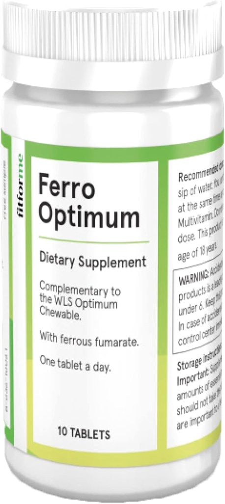 FitForMe Bariatric Multivitamines Eisen Ergänzung nach Magenhülle - Ein Tag Ferro Optimum Tablet - 10 Tage Versorgung mit Eisen (Iron Booster für Optimum Chewable)