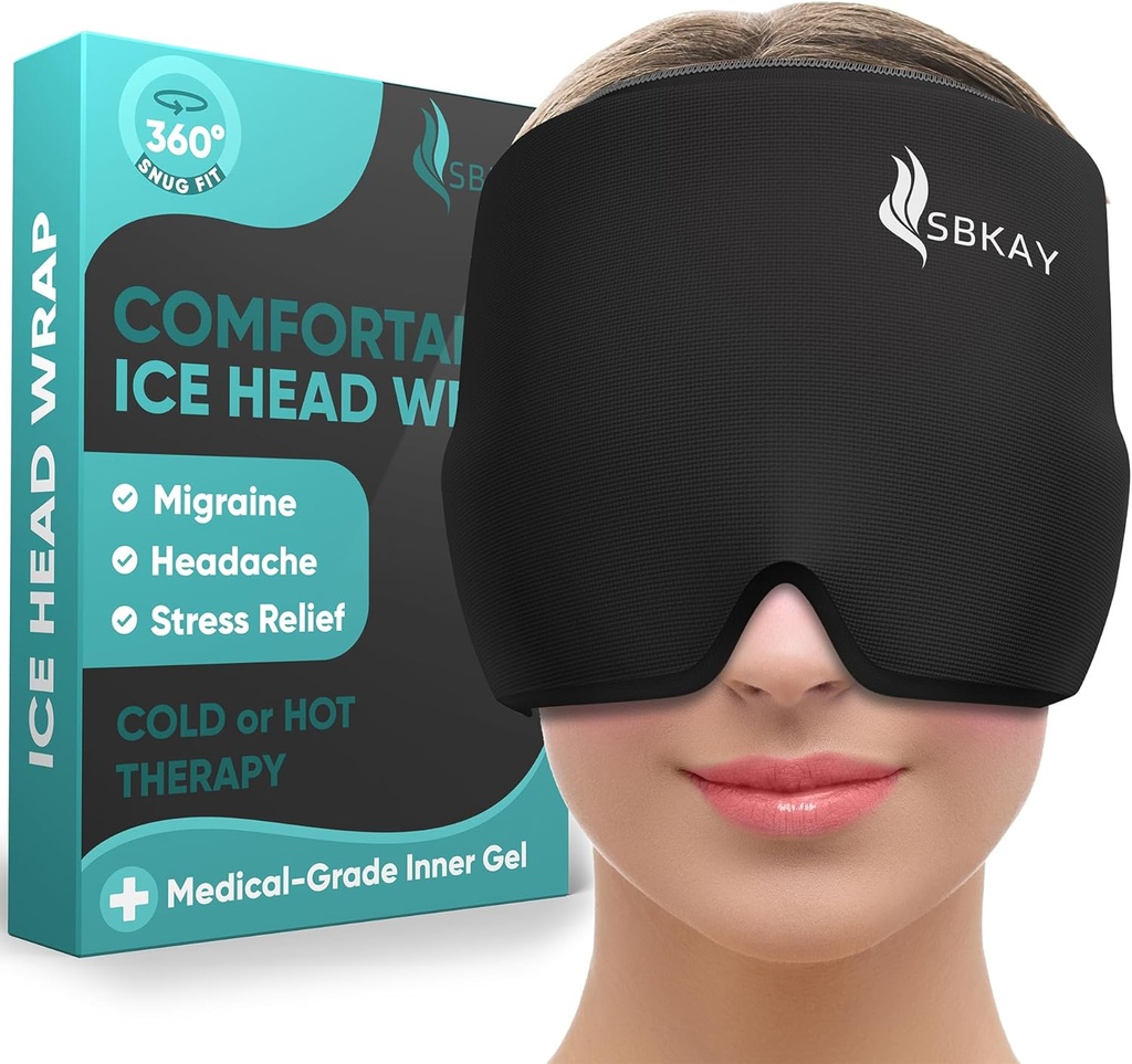 Komfortable Migräne Kopfschmerzen Relief Cap - Migräne Eiskopf Wrap Mit 360° Form Fitting Design - Gel Ice Cap - Natürliche heiße oder kalte Therapie für Kopfschmerzen, Spannung, Puffy Eyes, Stress -Eine Größe passt alle