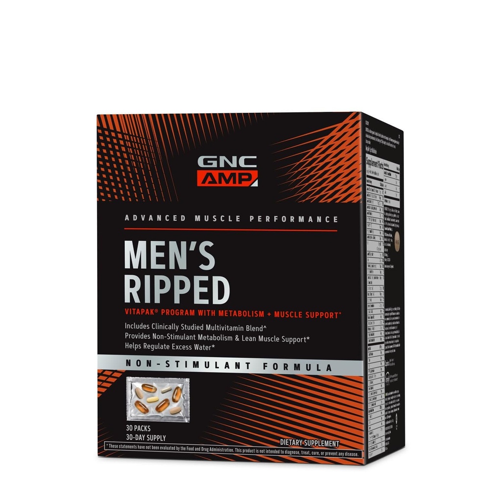 GNC Men's Ripped Klinisch studierte Multivitamin Blend, Lean Muscle Support, Non-Stimulant Formula, 30 Portionen