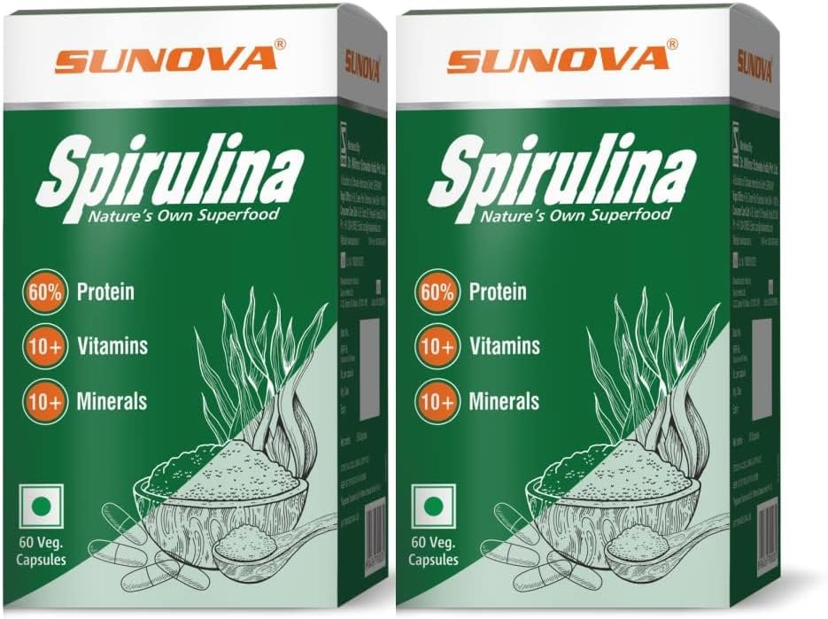 Spirulina Kapseln – Nature’s Own Superfood and Nutritional Supplement,Spirulina for Full Body Support – 60 Kapseln (Pack von 2)