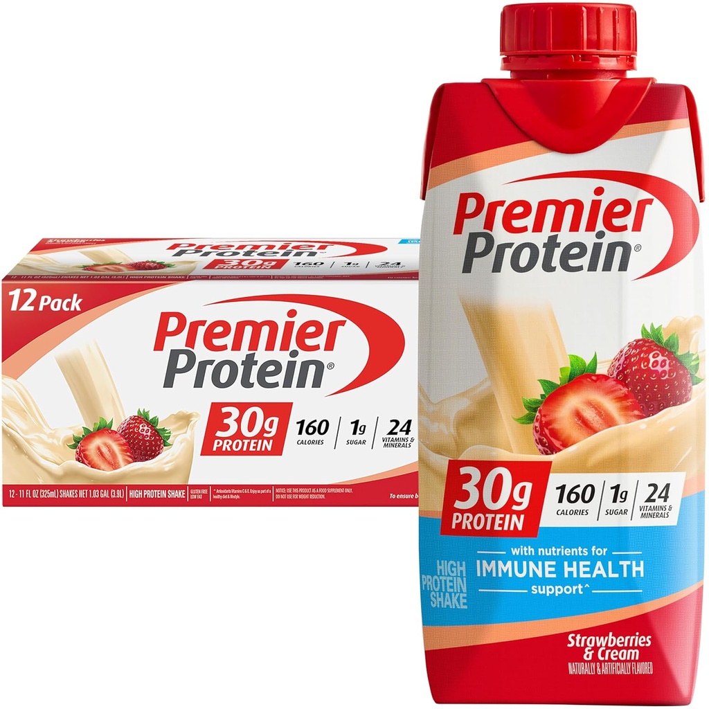 Premier Protein Shake, Erdbeeren & Cream, 30g Protein, 11 fl oz, Pack of 12 (Packaging May Vary)