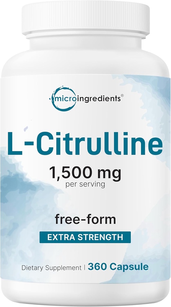 L Citrulline 1.500mg pro Servieren, 360 Kapseln | extra Stärke Citrulline in freier Form | Aminosäure + Stickstoffoxid Booster | Energie, Muskel-Recovery, & Herz-Support-Ergänzung | Non-GMO