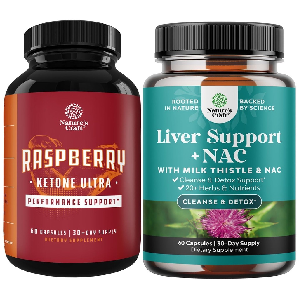 Bundle of Blend of Raspberry Ketone, Green Tea Extract und African Mango Potent Zutaten, um Gewicht-Verlust zu beschleunigen, Suppress Appetite & Brennen Fett und Leber Unterstützung Ergänzung mit NAC - Kräuter Leber